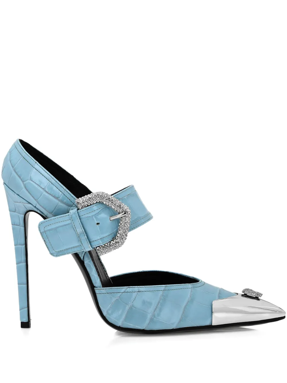 Philipp Plein Pumps met krokodillen-reliëf Blauw