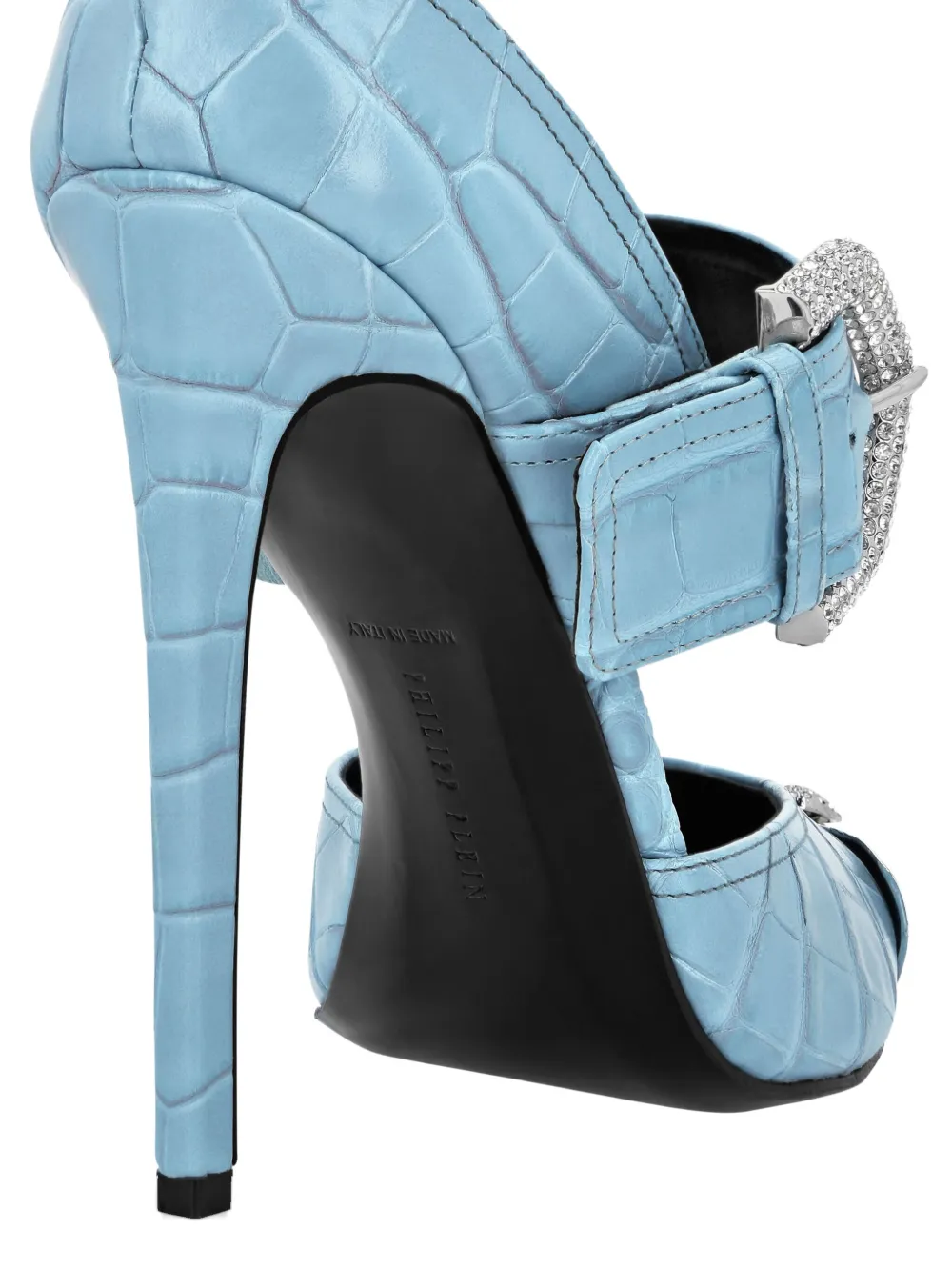 Philipp Plein Pumps met krokodillen-reliëf Blauw