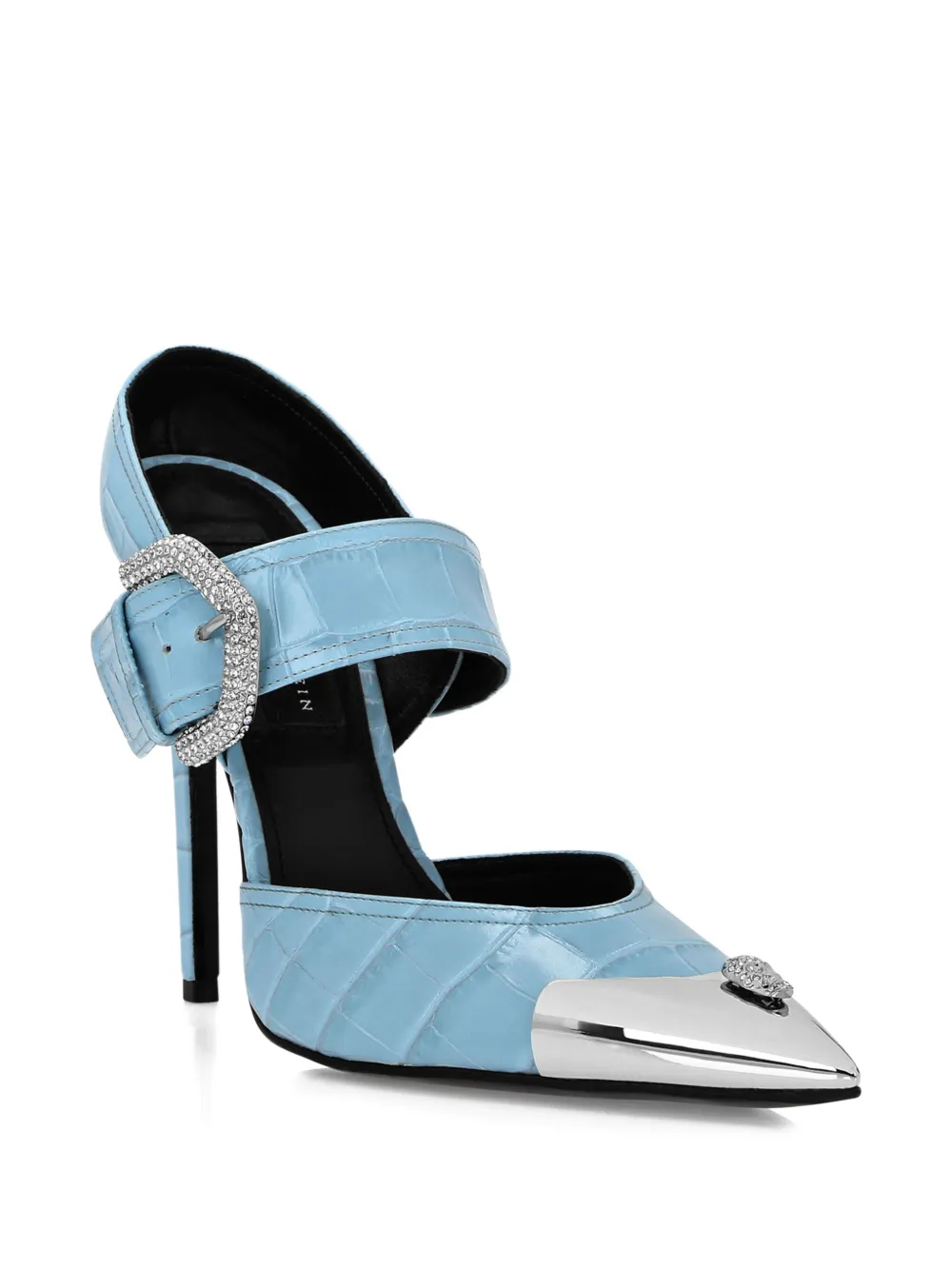 Philipp Plein Pumps met krokodillen-reliëf Blauw