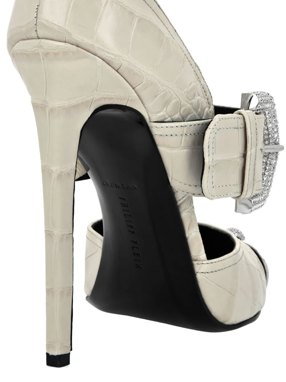 Philipp Plein Pumps met hak en krokodillen-reliëf Beige