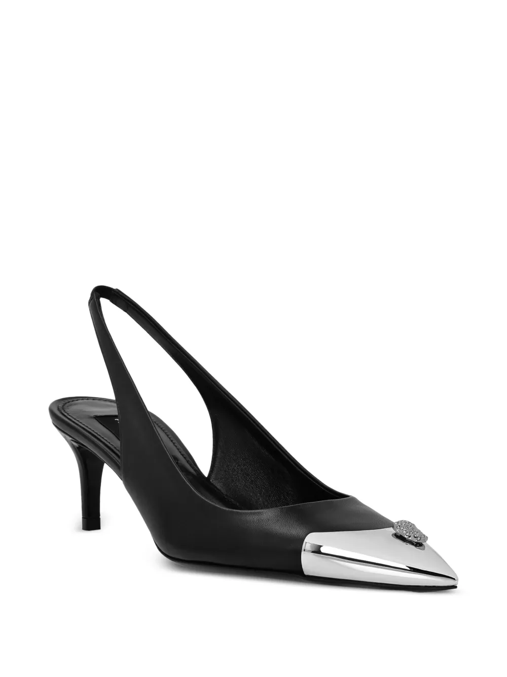 Philipp Plein Skull Strass slingback pumps Zwart