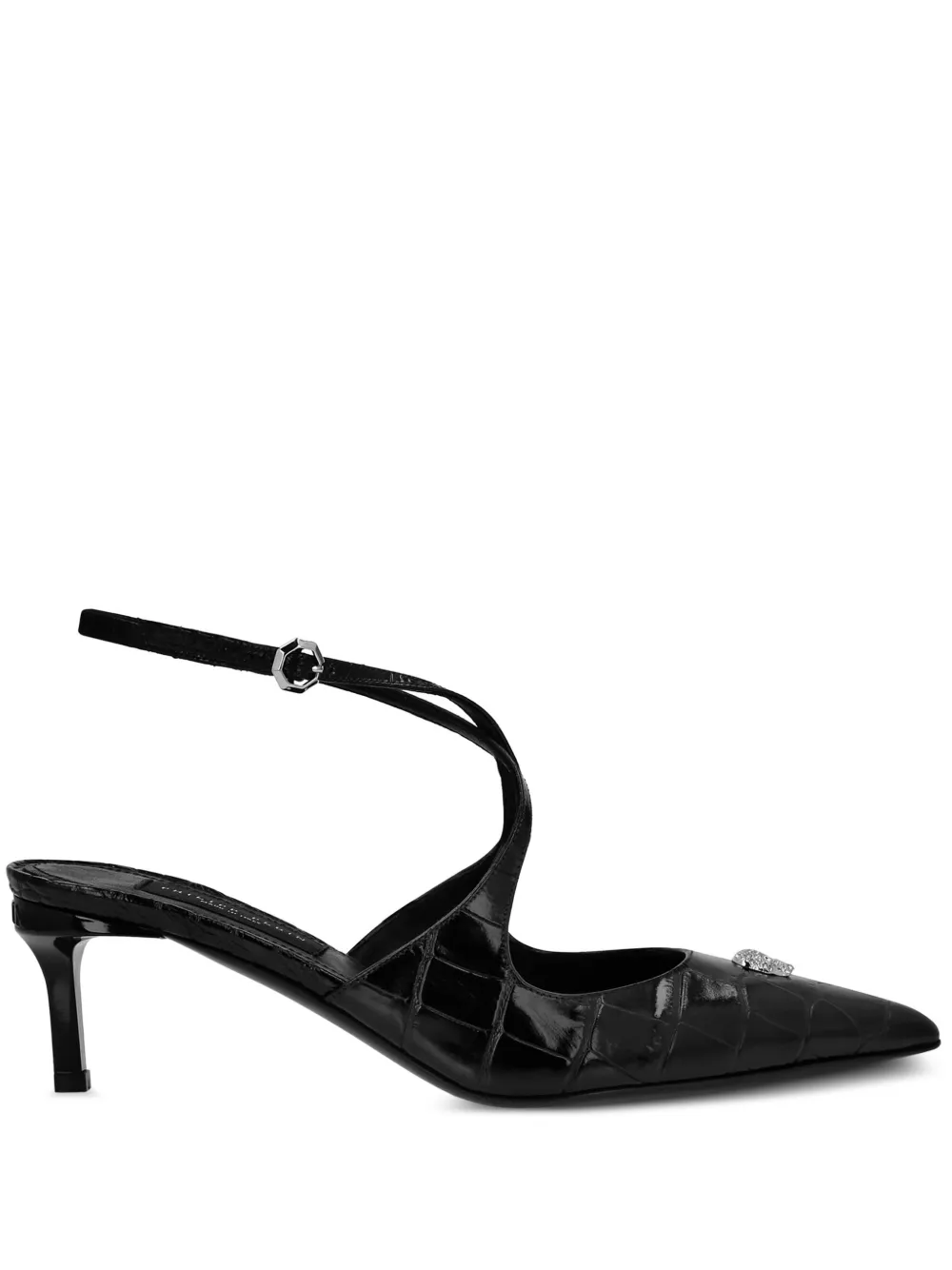 Philipp Plein Crossing Crocco-print pumps Black