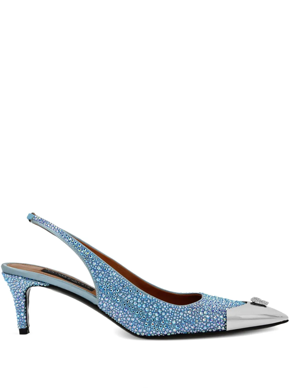 Philipp Plein 55mm crystal-embellished slingback pumps Blue
