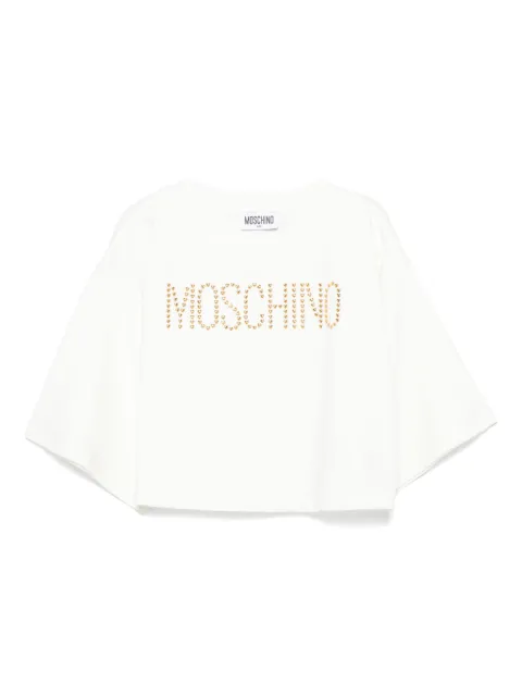 Moschino Kids تيشيرت بشعار الماركة مرصع