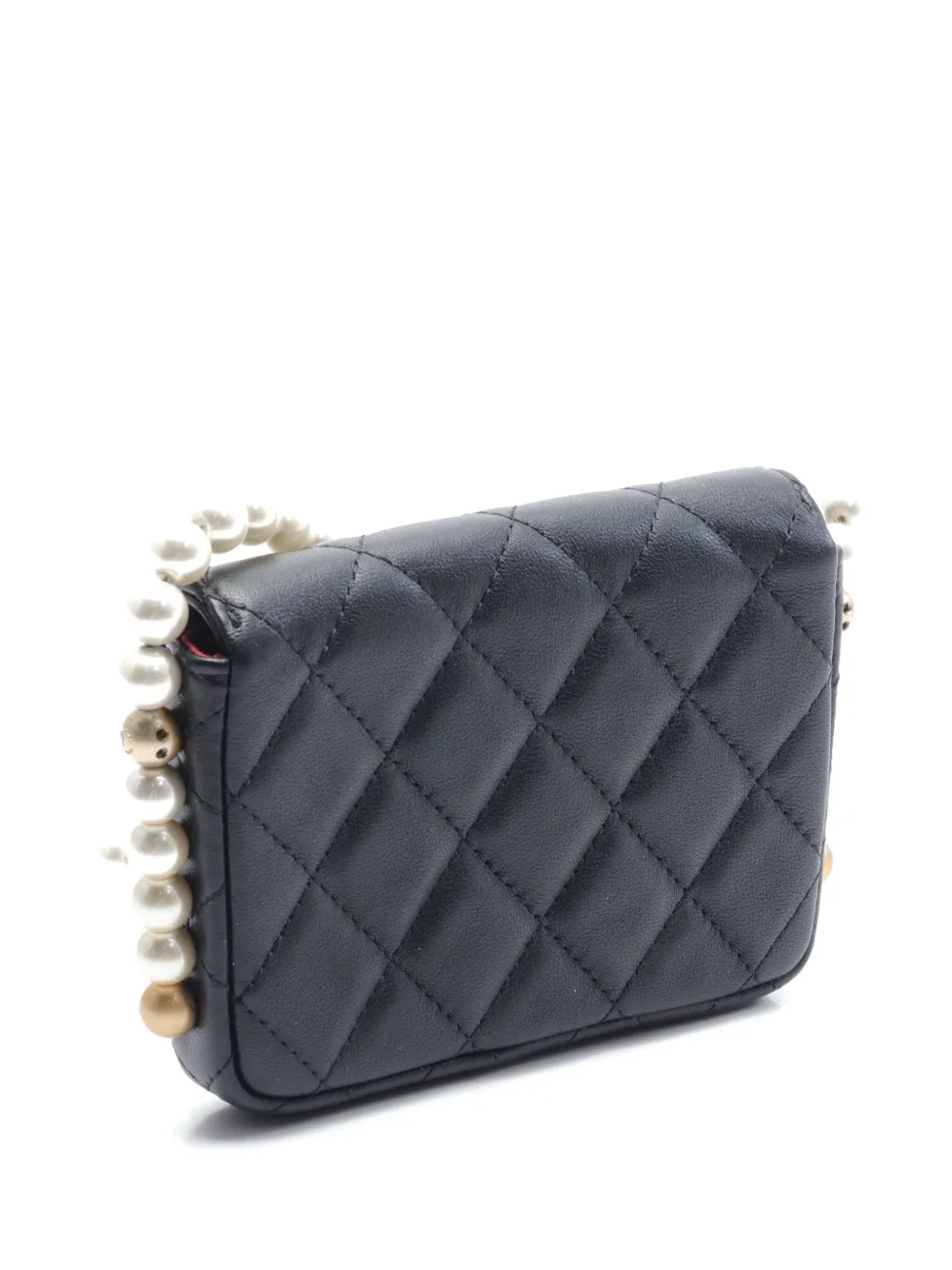 CHANEL Pre-Owned 2021-2022 pearl-trim shoulder bag - Zwart