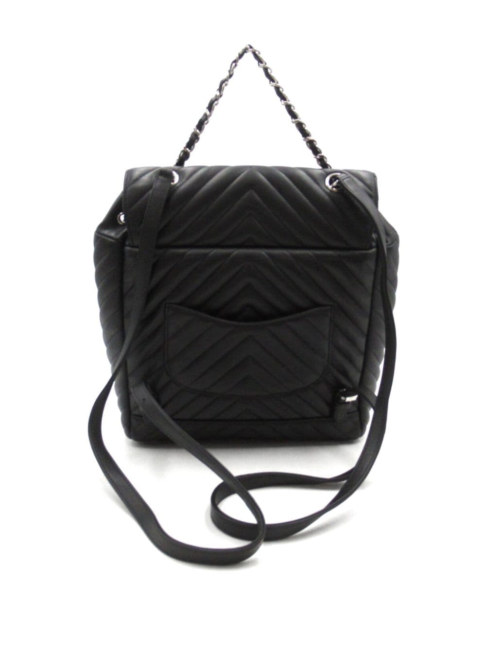 CHANEL Pre-Owned 2016-2017 chevron backpack - Zwart