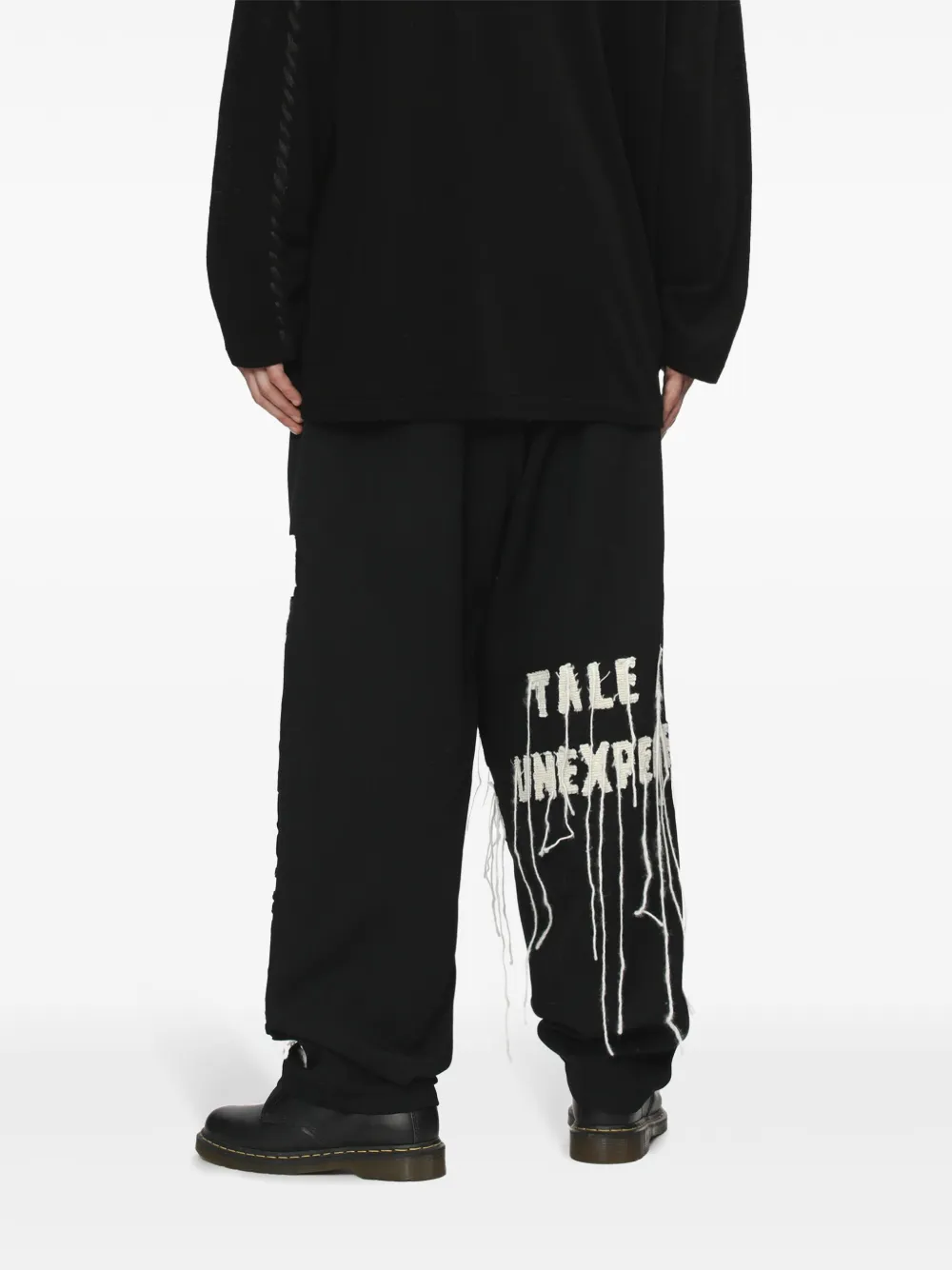 Yohji Yamamoto Broek met borduurwerk Zwart