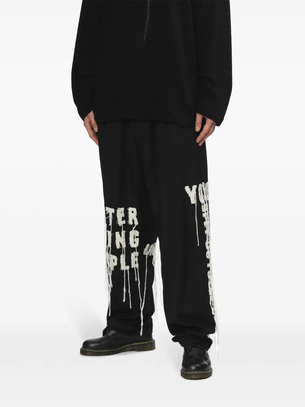 Yohji Yamamoto Broek met borduurwerk Zwart