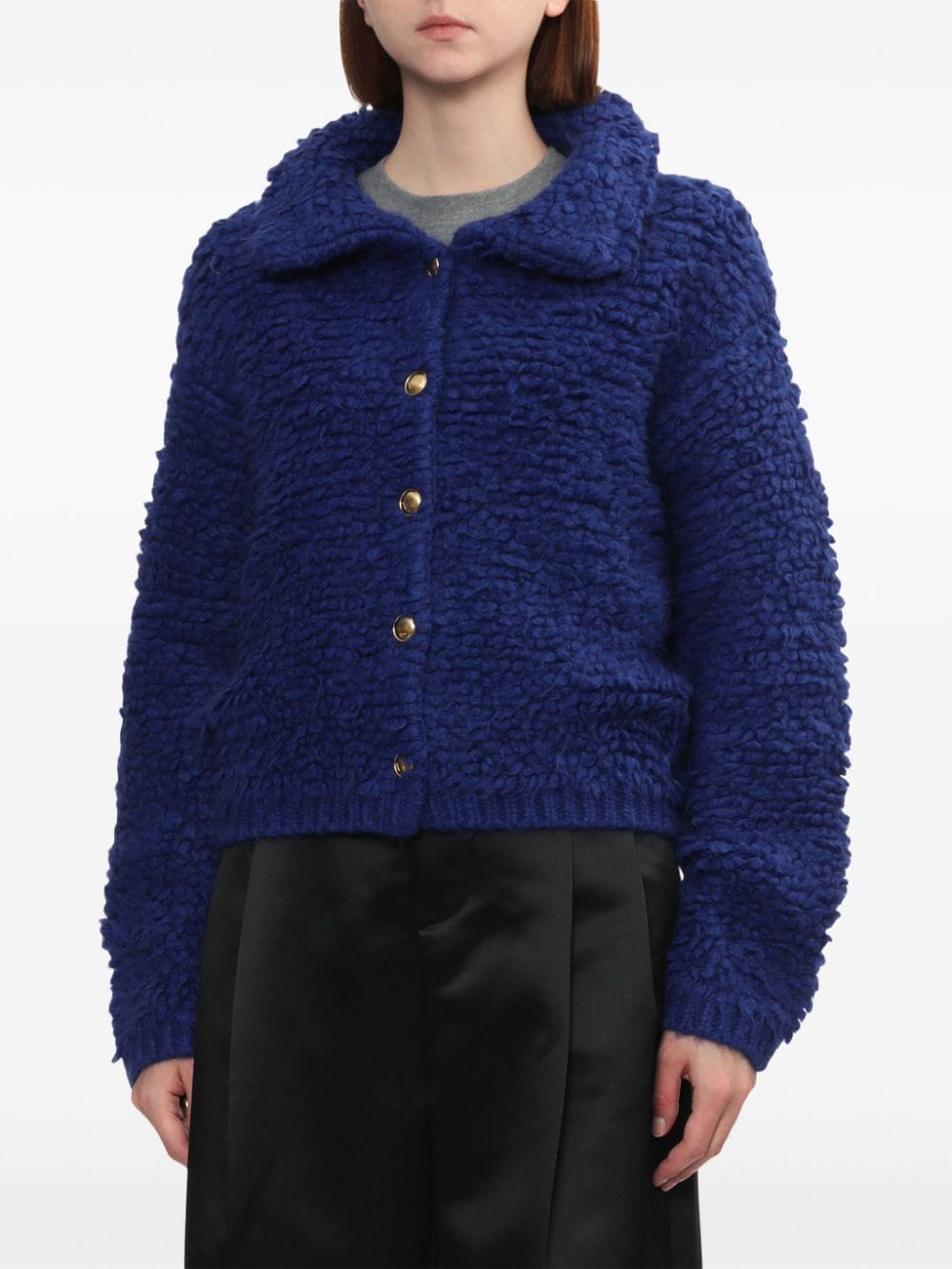 Shop We11 Done Bouclé Cardigan In Blau