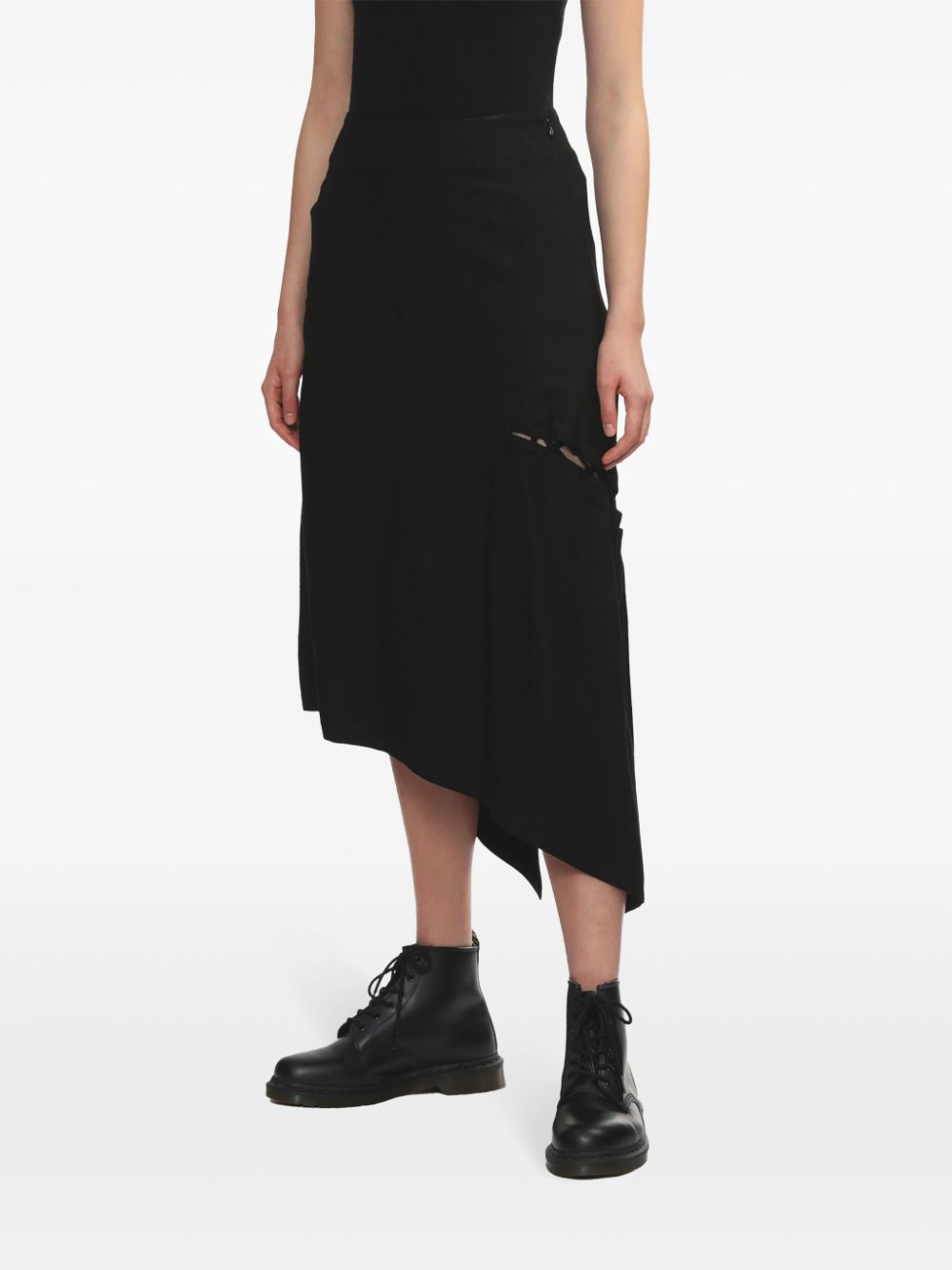 Shop Y's Asymmetric Midi Skirt In Schwarz