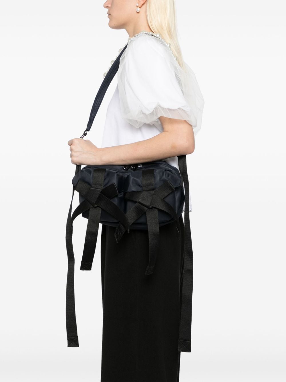 Shop Simone Rocha Classic Bow Shoulder Bag In Blau