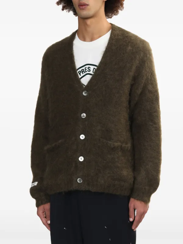 UNDERCOVER ダメージ加工 カーディガン サイズ2 グリーン アンダーカバー ダメージ加工ボロニットカーディガン 21ss