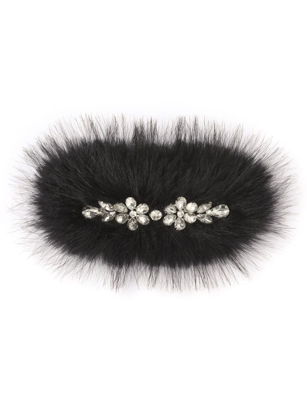 faux-fur crystal embellishment hair clip