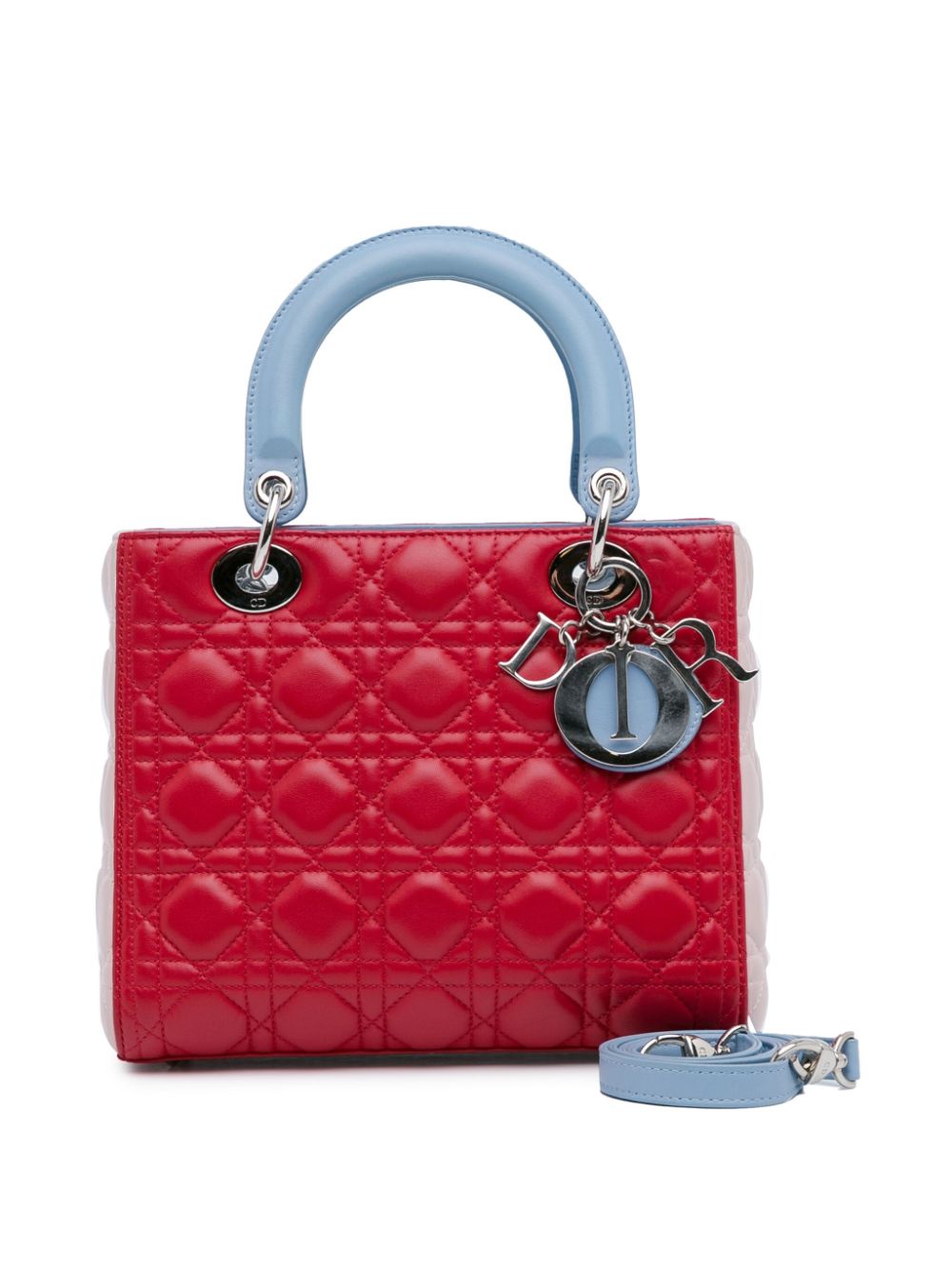 Christian Dior 2014 Medium Tricolor Lambskin Cannage Lady Dior satchel Women