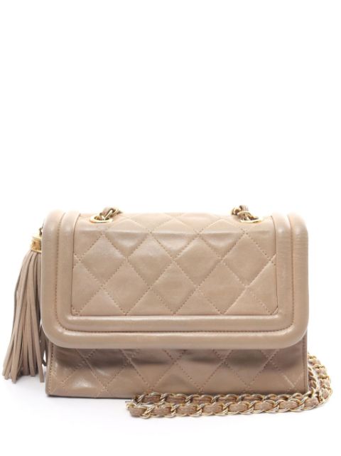 HOT SALE CHANEL 1989-1991 diamond-quilted tassel-detail shoulder bag Women