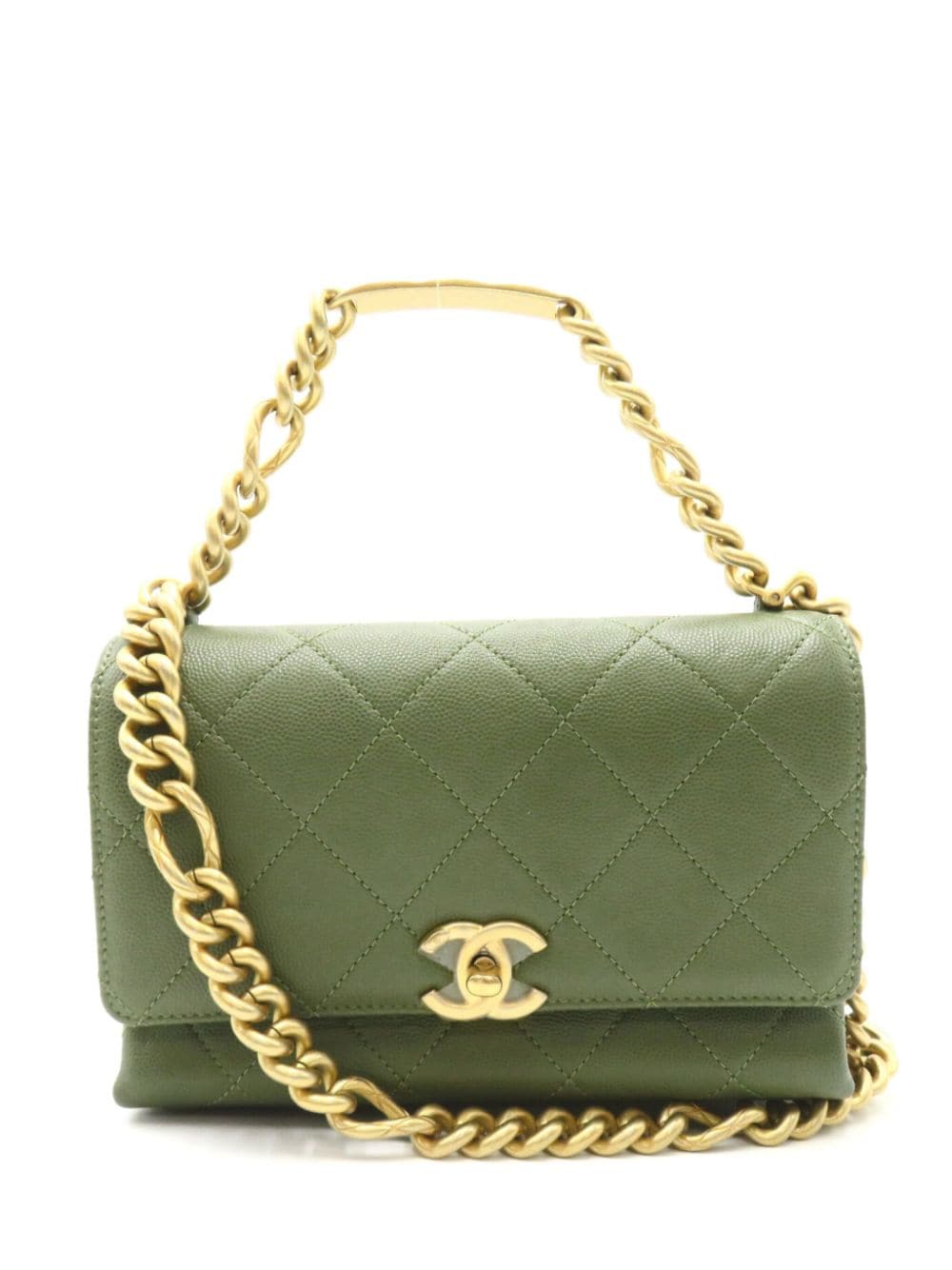 CHANEL Pre-Owned 2020 diamond-quilted two-way handbag - Verde