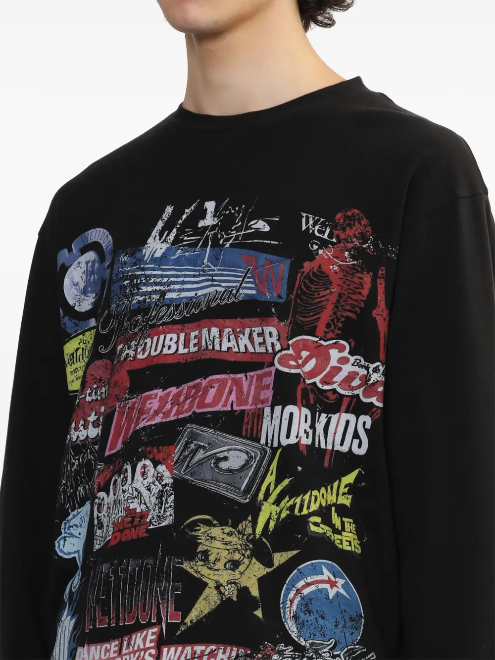 We11done Graphic Print Sweatshirt Black FARFETCH