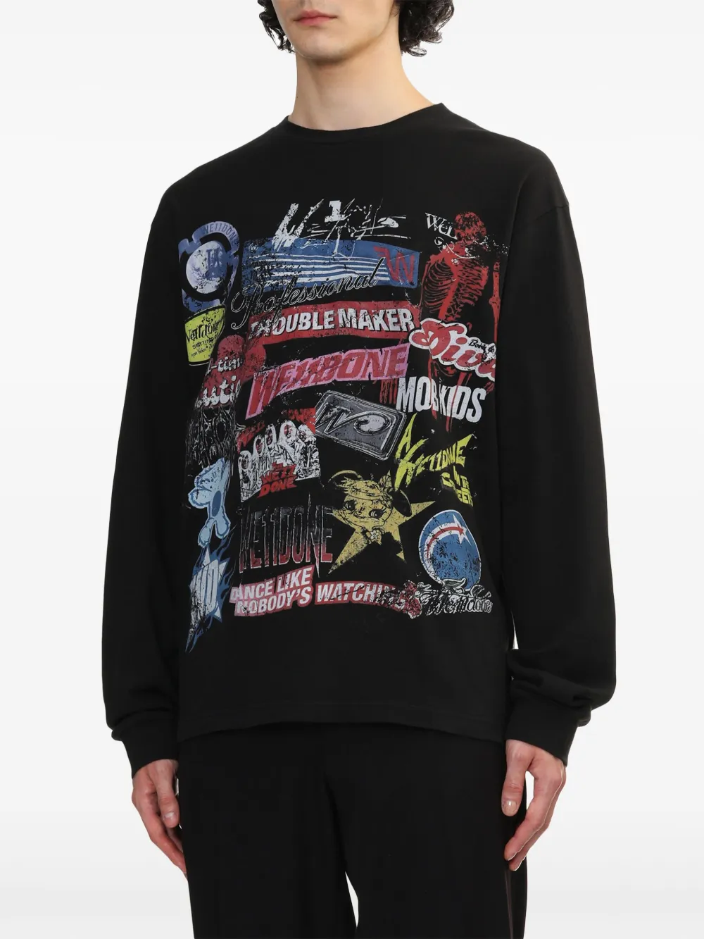 We11done Graphic Print Sweatshirt Black FARFETCH