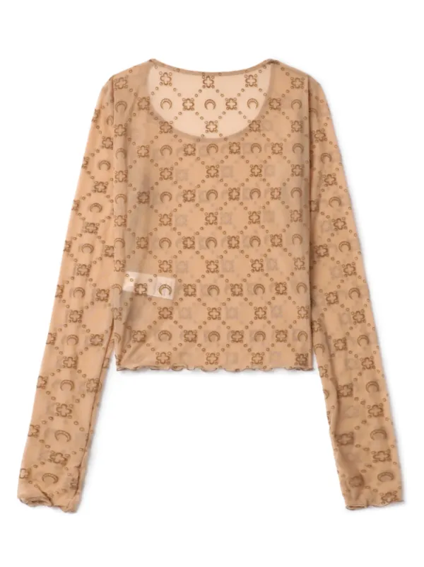 MARINE SERRE ベアトップ　新品 Beige Moon Printed Jersey Second Skin Tube Top by Marine Serre on Sale