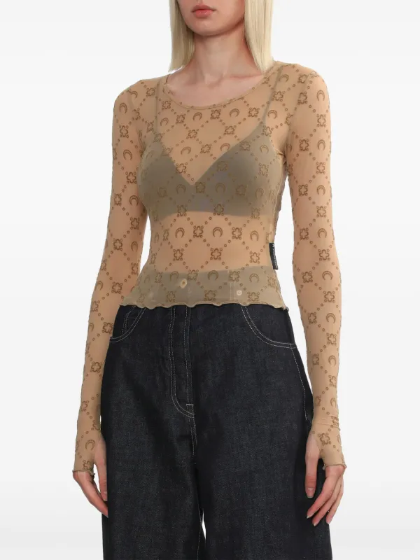 Marine Serre Monogram Crewneck Top | Neutrals | FARFETCH