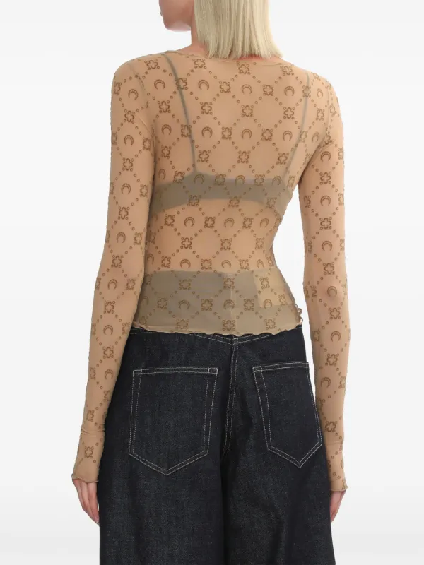 Marine Serre Monogram Crewneck Top | Neutrals | FARFETCH