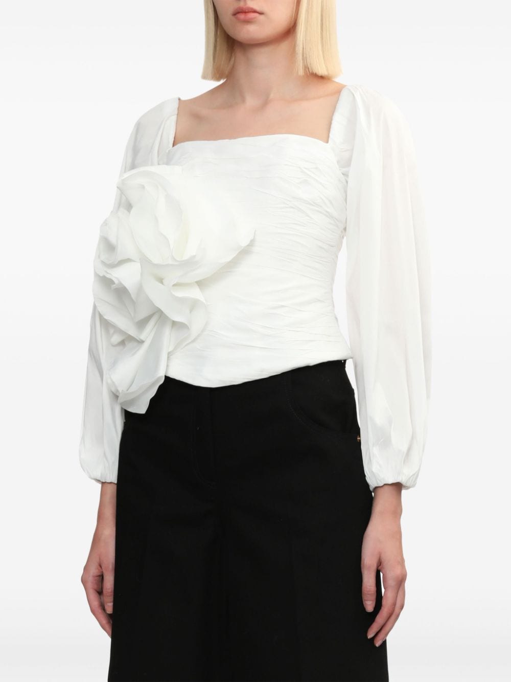 Shop Aje Parallels Spiral Blouse In White