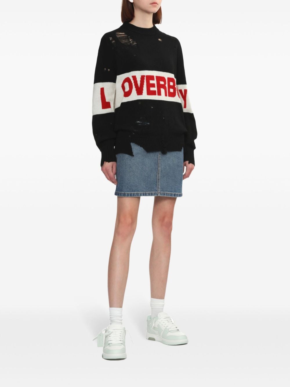 Shop Charles Jeffrey Loverboy Distressed Logo Sweater In Schwarz