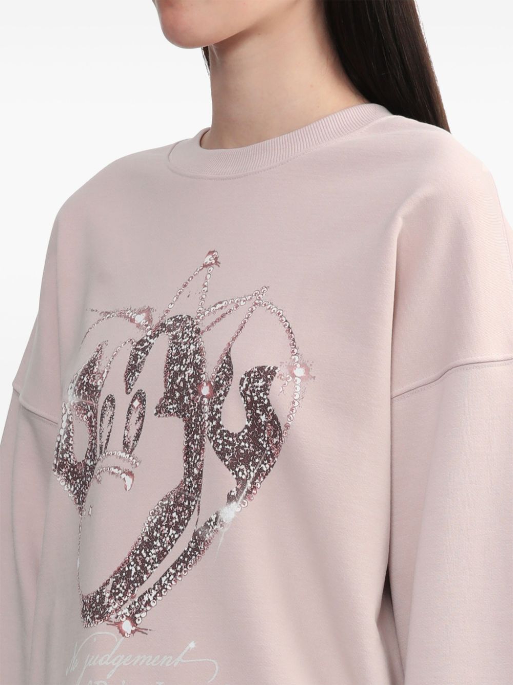 Shop Sjyp Graphic-stamp Sweatshirt In Pink