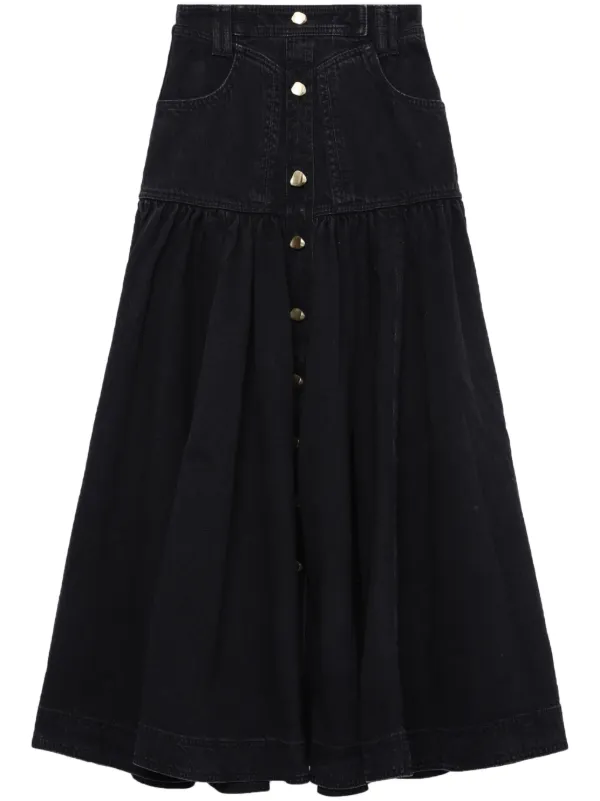 スカート AVANDRESS The Moon Long Denim Skirt BLACK AD43SK29BK MUSINSA | AVANDRESS The Moon Long Denim Skirt RED BLACK