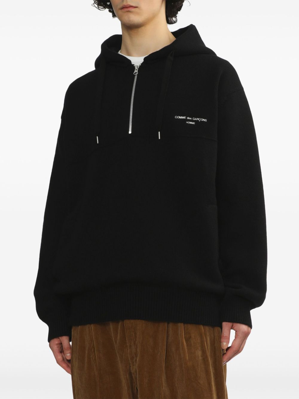 Shop Comme Des Garçons Homme Deux Logo-embroidered Hoodie In Black