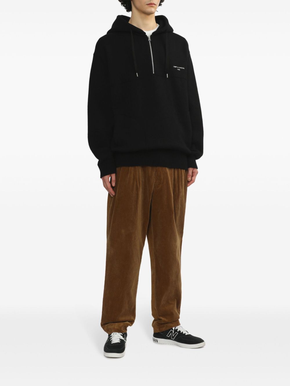 Shop Comme Des Garçons Homme Deux Logo-embroidered Hoodie In Black