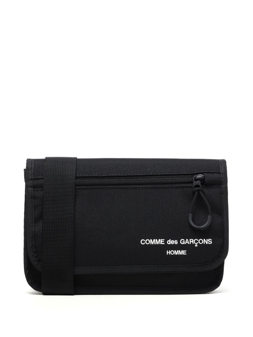 Shop Comme Des Garçons Homme Deux Logo-embroidered Messenger Bag In Black