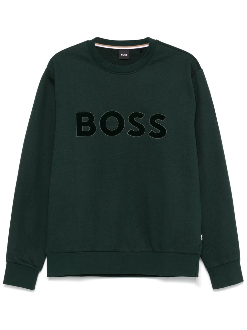 Shop Hugo Boss Flocked-logo Sweatshirt In Green