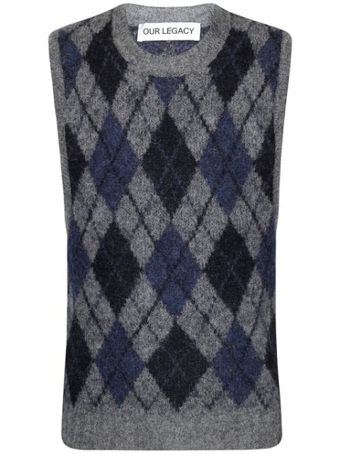 OUR LEGACY argyle check-pattern vest