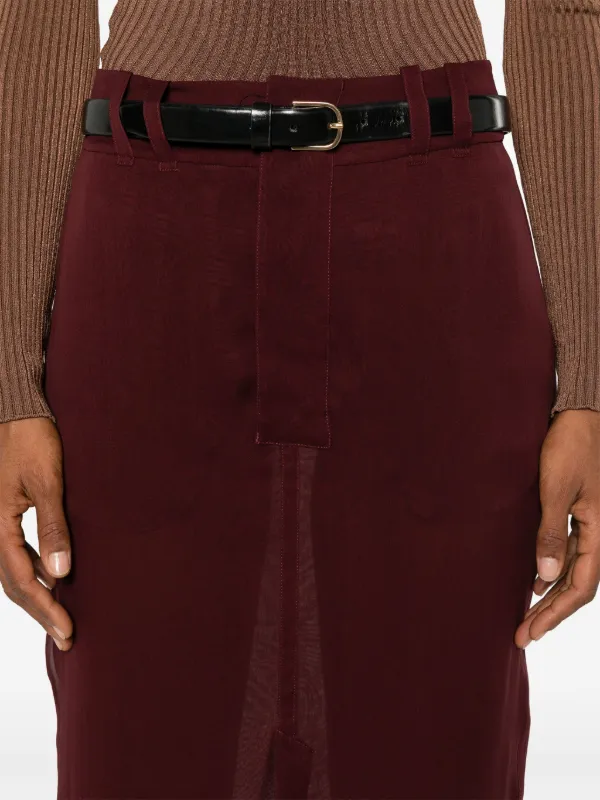 Saint Laurent Silk Crepe Pencil Skirt | Red | FARFETCH JO 