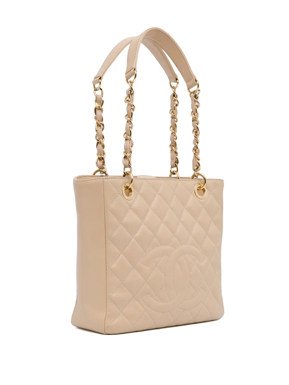 Pre-owned Chanel 2012 Caviar Petite Shopping Tote Bag In Brown