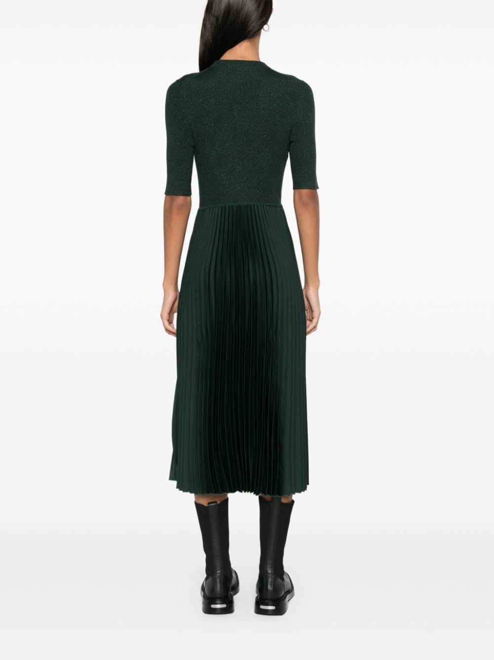 Shop Hugo Boss Lurex-detail Midi Dress In Green