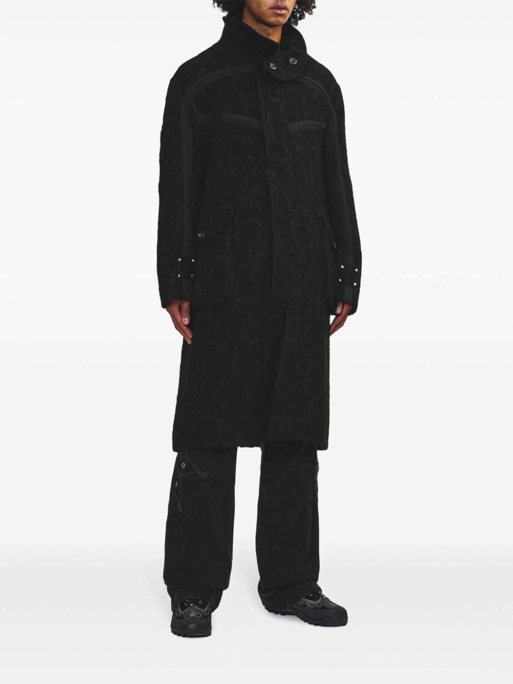 Shop Kiko Kostadinov Wool-cotton Single-breasted Coat In Schwarz