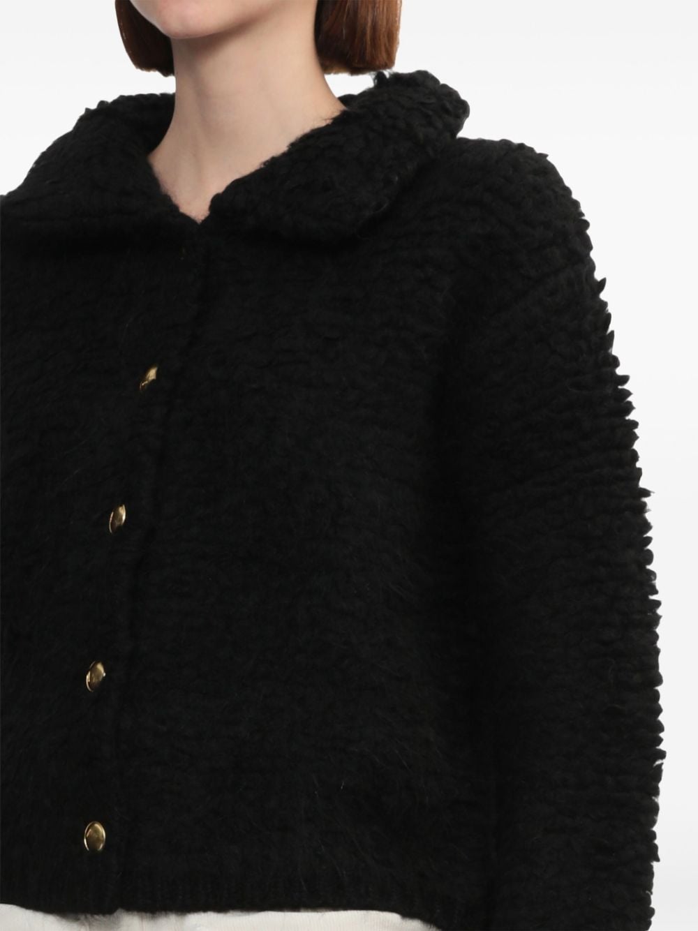 Shop We11 Done Bouclé Cardigan In Black