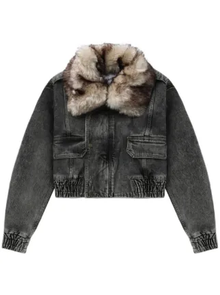 Vaquera クロップドデニムジャケット Vaquera クロップド デニムボンバージャケット | ブラック | FARFETCH JP