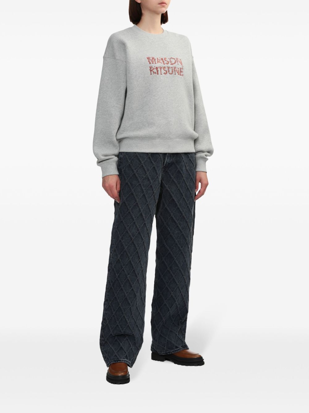 Maison Kitsuné embroidered-logo sweatshirt - Grey