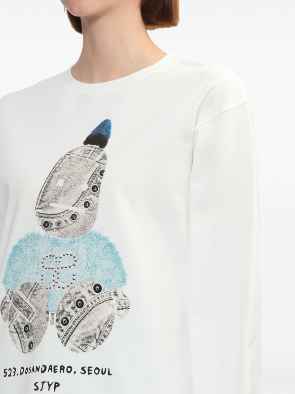 Shop Sjyp Graphic-stamp Sweatshirt In White