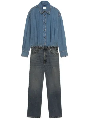 Pleats Please Issey Miyake デニム ジャンプスーツ | ブルー