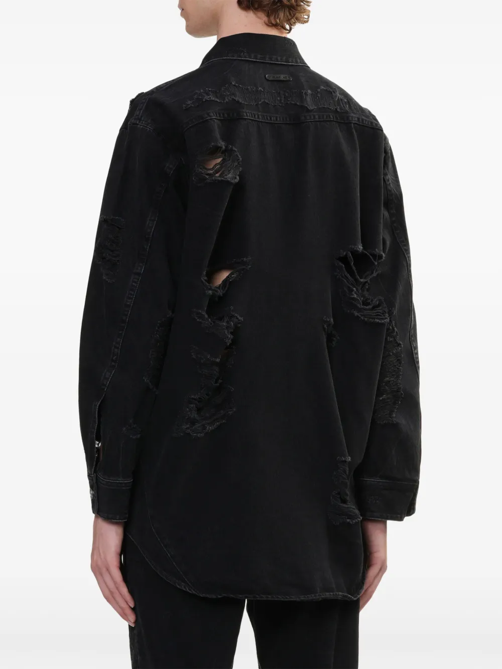 Helmut Lang Poloshirt met gerafeld effect Zwart