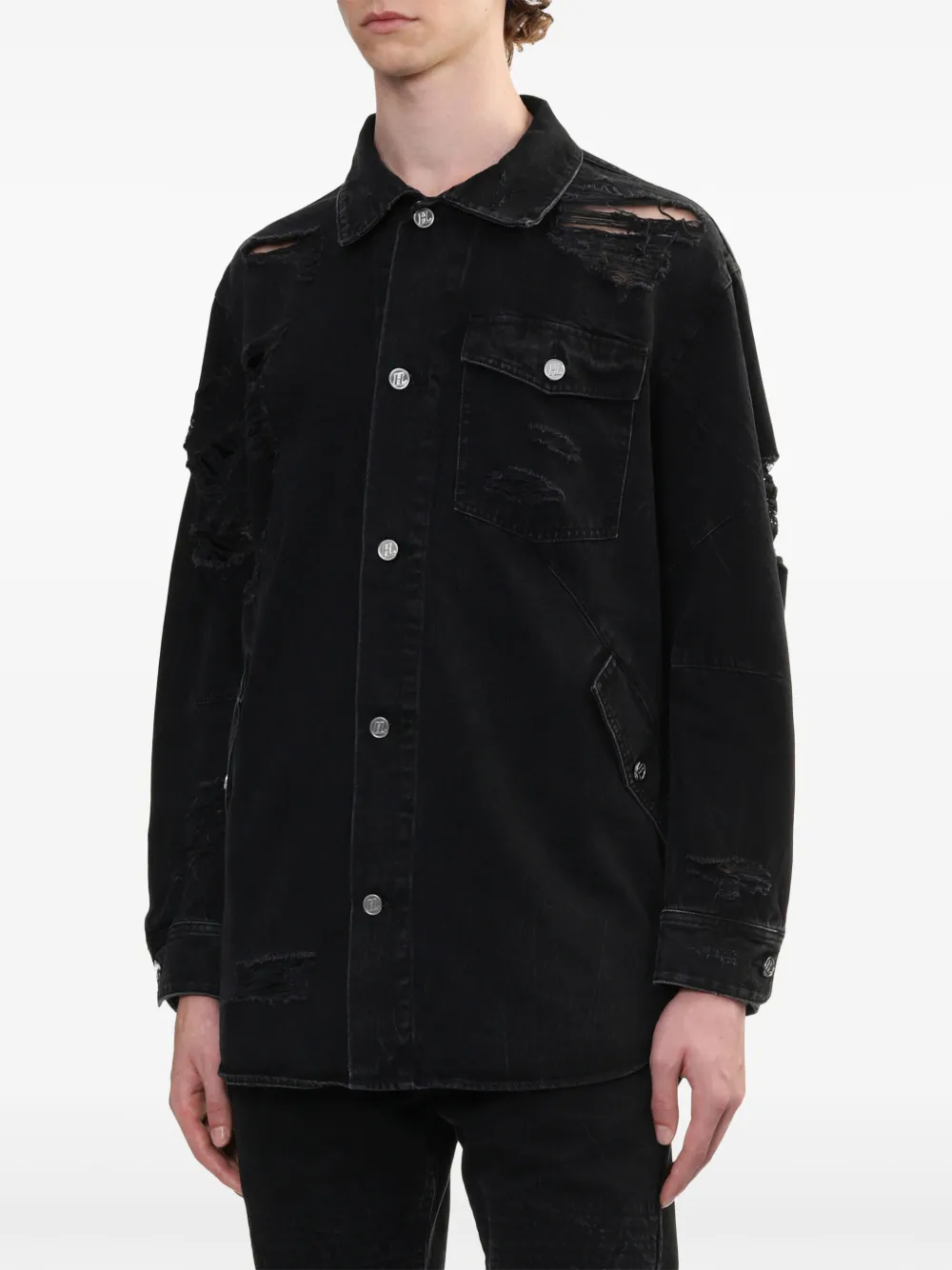 Helmut Lang Poloshirt met gerafeld effect Zwart