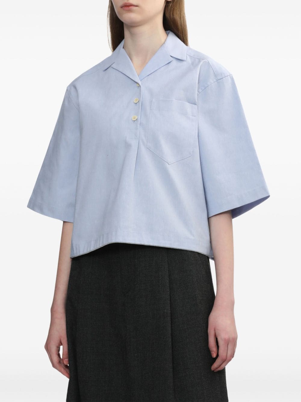 Shop Kolor Short-sleeves Cotton Shirt In Blue