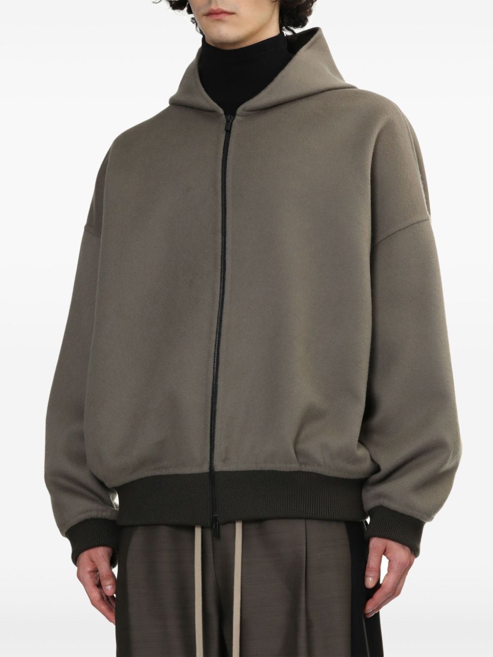 Shop Fear Of God Hooded Bomber Jacket In Grau