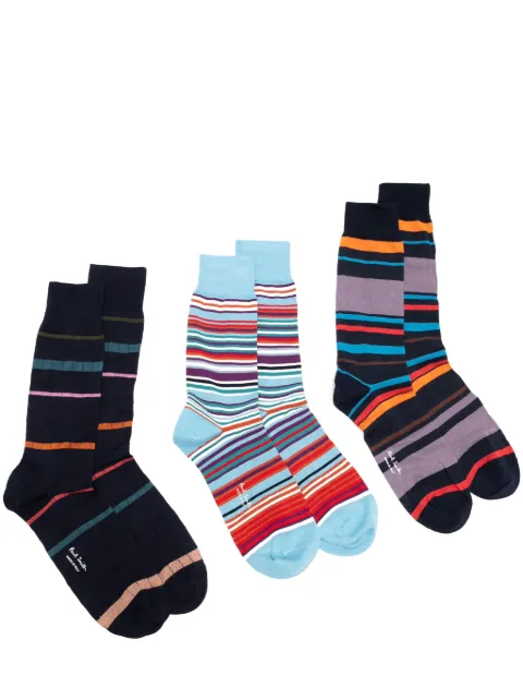 Paul Smith stripped calf-length socks (pack of three)