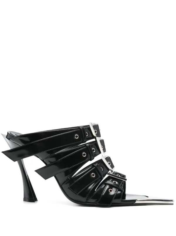 Mugler 100mm Buckle-detailed Sandals in Black