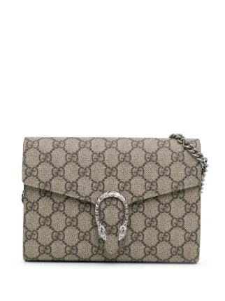 Gucci Pre Owned 2016 2023 Mini GG Supreme Dionysus Wallet On Chain Crossbody Bag Brown FARFETCH CA